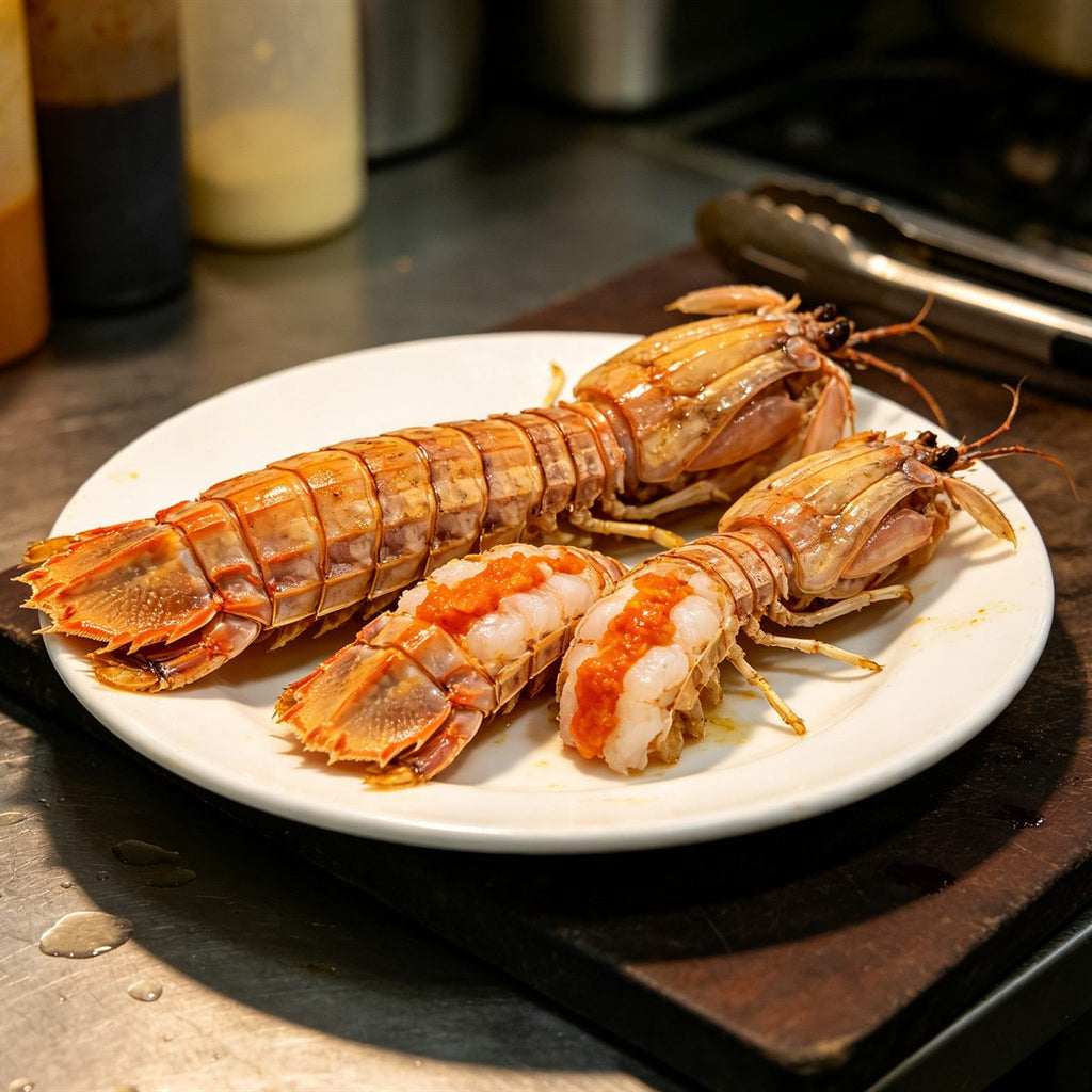 Fresh Mantis Shrimp Split and Grilled