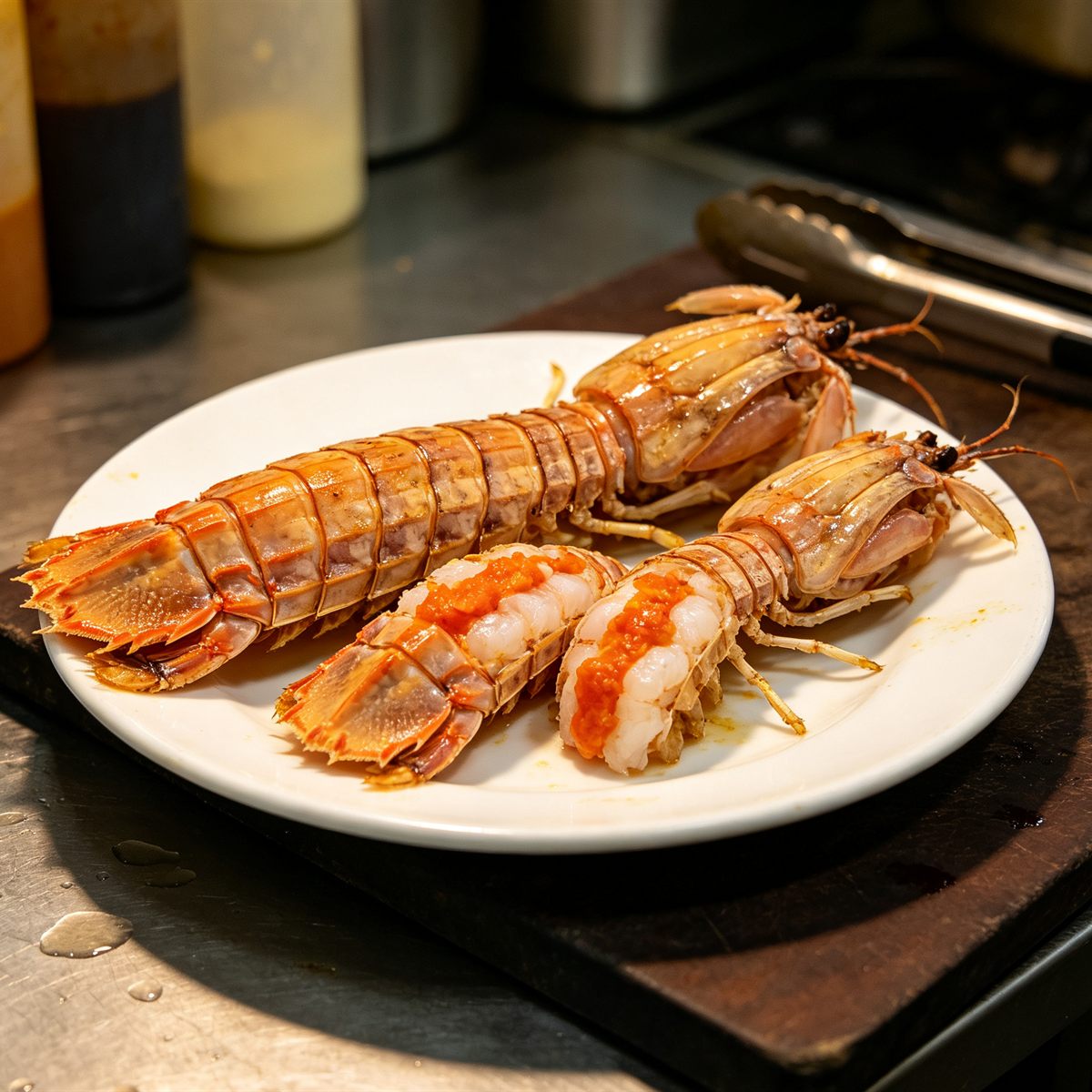 Fresh Mantis Shrimp Split and Grilled