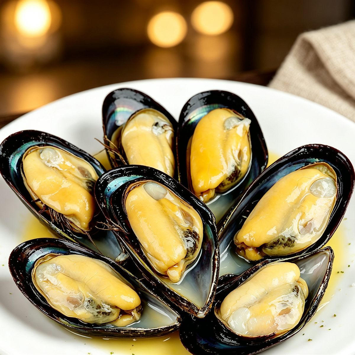 Steamed Mussels in Black Shells