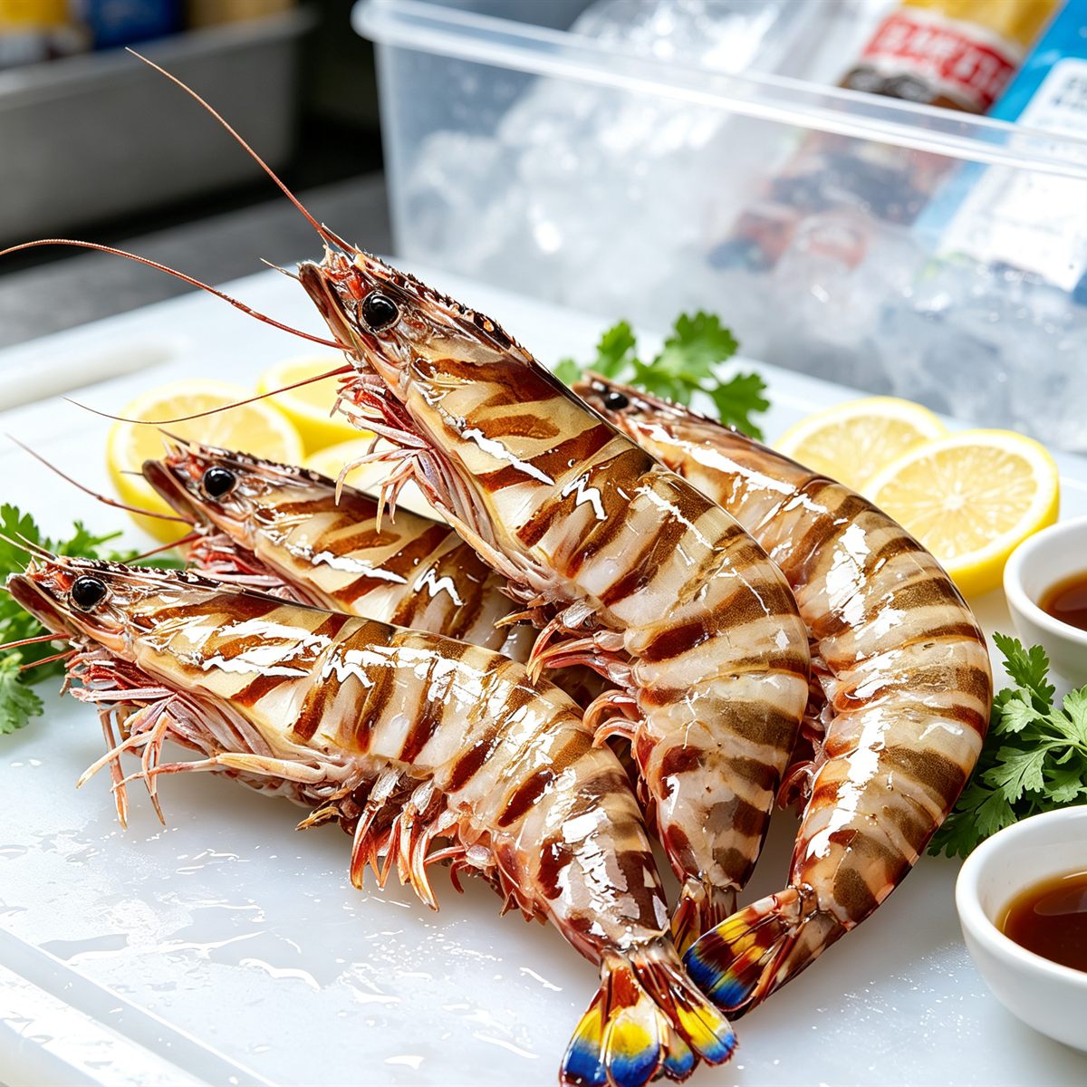 Fresh Whole Tiger Prawns Shell On