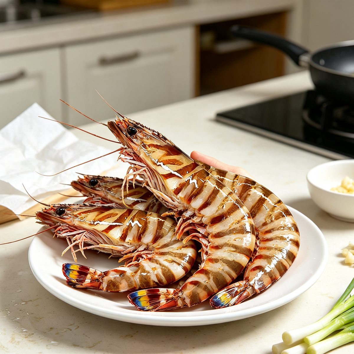 Fresh Whole Tiger Prawns Shell On